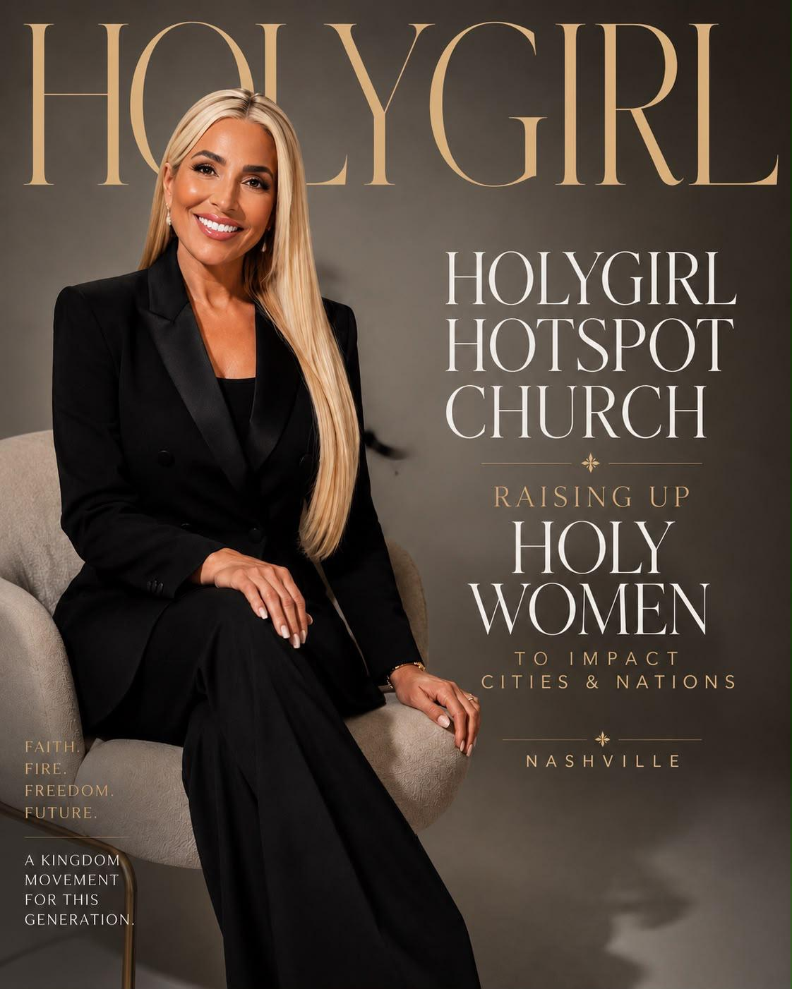 Pastor Angela Agia on the HolyGirl Hotspot Church poster, raising up holy women to impact cities and nations